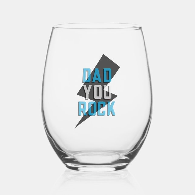 Vater You Rock Stemless Weinglas Weinglas Ohne Stiel (Vorderseite)