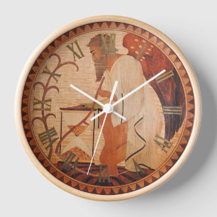 Vater-Zeit-Wanduhr mit Naturholzrahmen Uhr