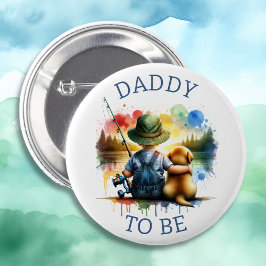 Vater zu Boys Fishing Themed Baby Shower Button