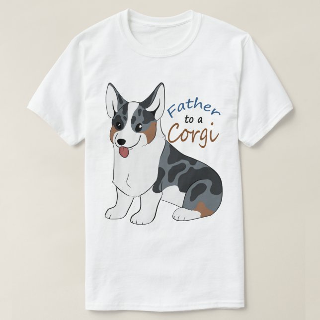 Vater zu einem blauen merle Corgi T-Shirt (Design vorne)