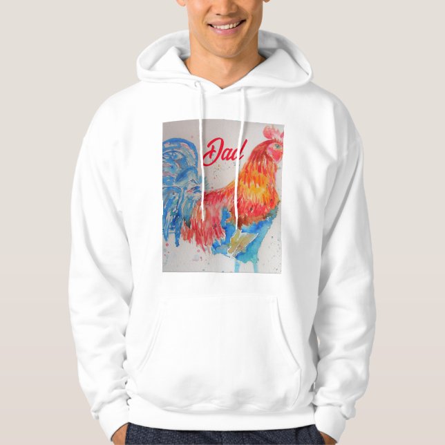 Vater zum Red Rooster Watercolor Painting Vathers  Hoodie (Vorderseite)