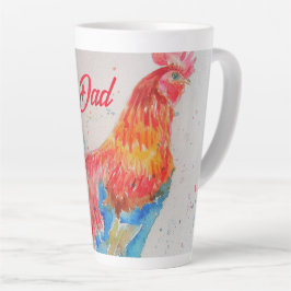 Vater zum Red Rooster Watercolor Painting Vathers Milchtasse
