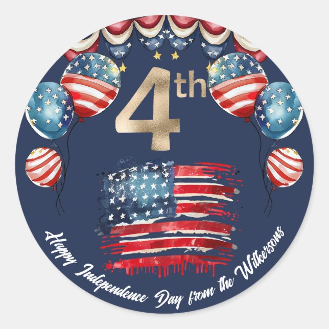 Vaterländische Feier am 4. Juli zum Marineblau Runder Aufkleber (Vorderseite)