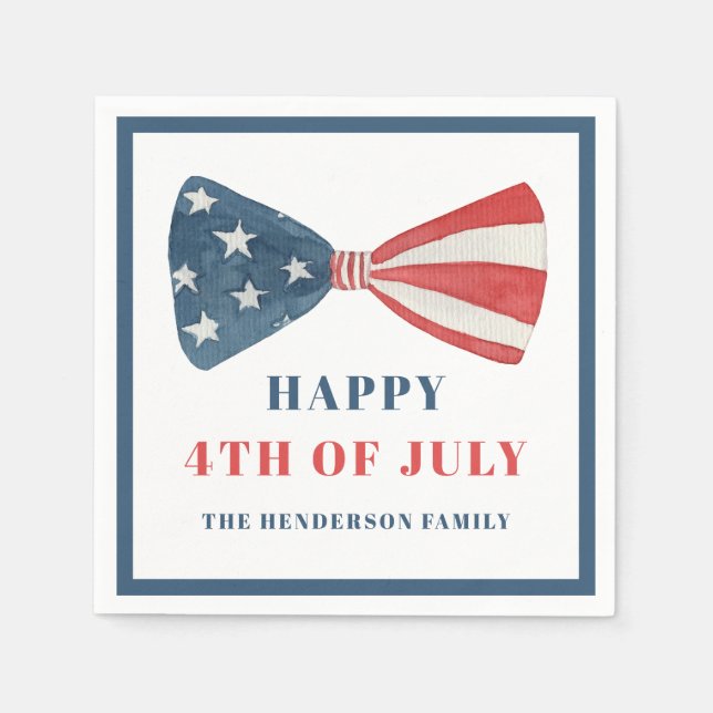 Vaterländische Rot-, Weiß- und Blauschwanz 4. Juli Serviette (Vorderseite)