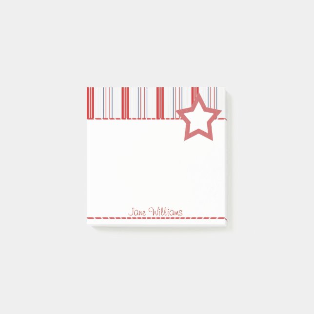 Vaterliches Muster der roten, weißen und blauen St Post-it Klebezettel (Vorderseite)