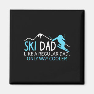 Väterliches Skifahren Lustiger Skifahrer Winterspo Magnet