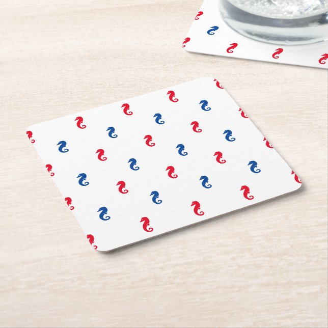 Vaterot-Blaues Seepferd Rechteckiger Pappuntersetzer (angewinkelt)