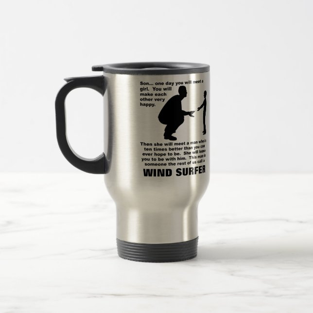 Vaterratgeber Windsurfer Funny Mug Reisebecher (Links)