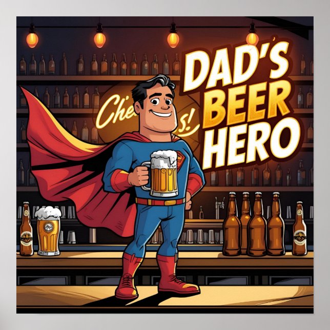 Vater's Bierhero Comic Digital Poster Print (Vorne)