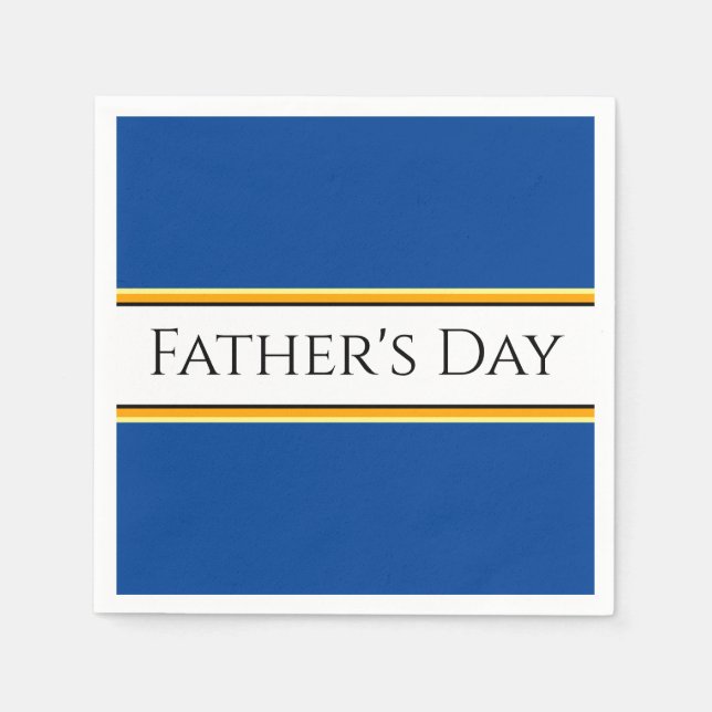 VATER'S DAY Blue Orange White Racing Stripes Serviette (Vorderseite)