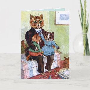VATER'S DAY CAT LOUIS WAIN GREETING CARD KARTE