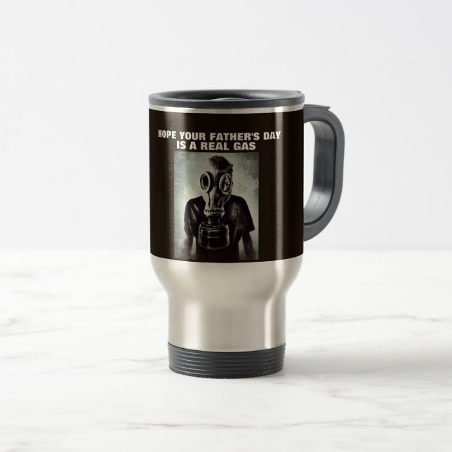VATER'S DAY GAS MASK REISE COFFEE MUG REISEBECHER (VorderseiteRechts)