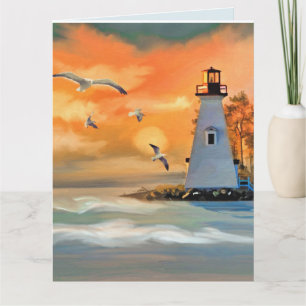 VATER'S DAY LIGHTHOUSE SEASIDE Grußkarte Karte