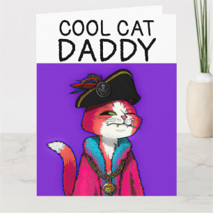 VATER'S DAY PIRATE CAT ÜBERSIERT GREETING CARD KARTE