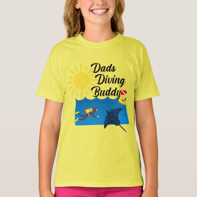 Vaters Diving Buddy Design - Girls' Basic T - Shir T-Shirt (Vorderseite)
