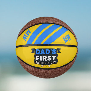 Vaters erster Vatertag Gelb Blau Mini Basketball