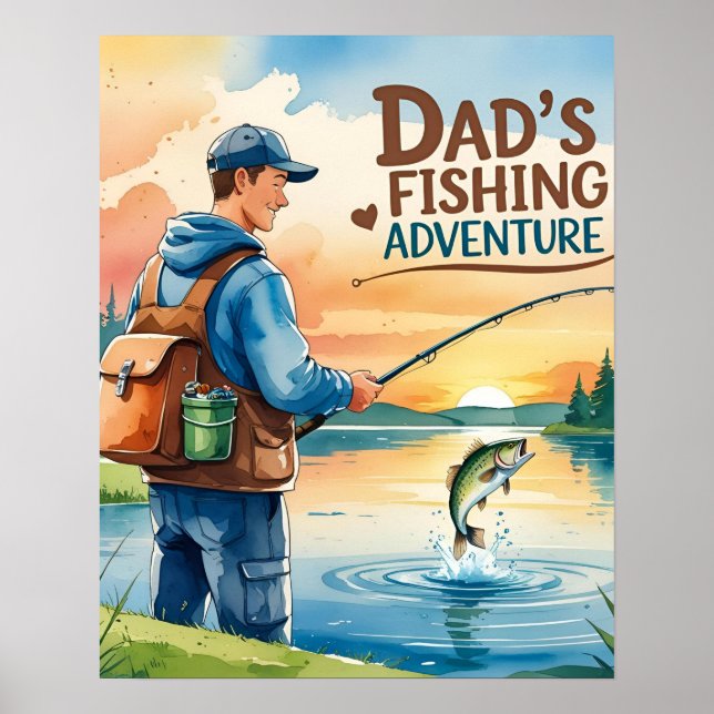 Vater's Fishing Adventure Watercolor Poster (Vorne)