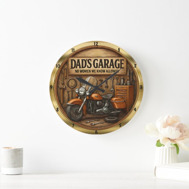 Vaters Frauengarage Große Wanduhr (Zuhause)