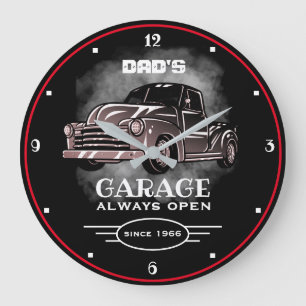 Vaters Garage Alle Namen öffnen Slogan immer schwa Große Wanduhr