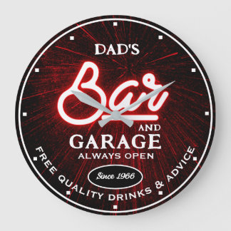 Vaters Garage-Bar beliebiger Name immer öffnen Slo Große Wanduhr