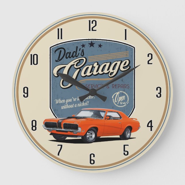 Vaters Garage Cougar große Uhr (Vorderseite)