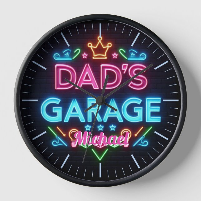 Vaters Garage Mancave Uhr Neon Beer Individuelle N (Vorderseite)
