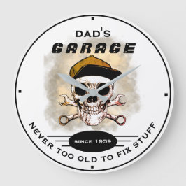Vaters Garage nie zu alte Schädelwrenches White Bl Große Wanduhr