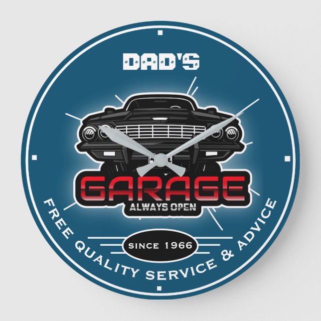 Vaters Garage oder irgendein Name öffnen immer Oce Große Wanduhr (Vorderseite)