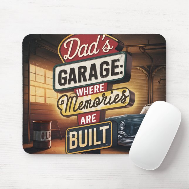 Vaters Garage Retro Vintages Autozeichen Mousepad (Mit Mouse)