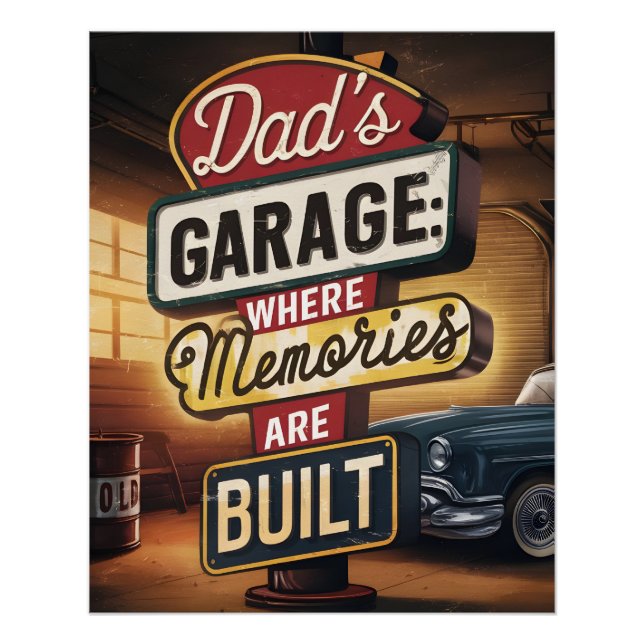 Vaters Garage Retro Vintages Autozeichen Poster (Vorderseite)