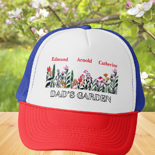 Vaters Garten, der den Namen der Kinder im Blumens Truckerkappe