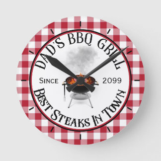 Vaters GRILLEN Grill Beste Steaks in der Stadt Runde Wanduhr