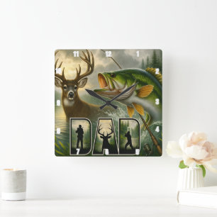 Vaters Hirschjagd Quadratische Wanduhr