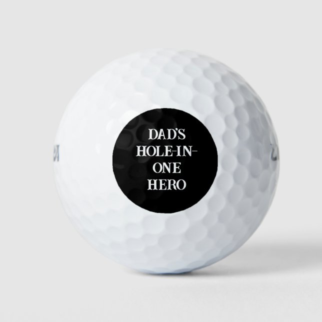 Vaters Hole-in-One-Helden-Initialen schwarz-weiß Golfball (Vorderseite)