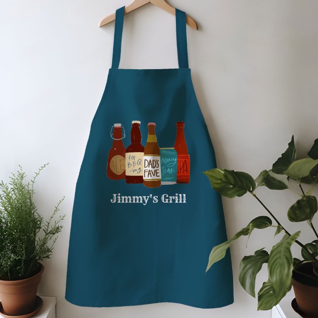 Vaters Lieblingsbier Personalisiert Schürze (Dad's Favorite Beers illustrated apron)