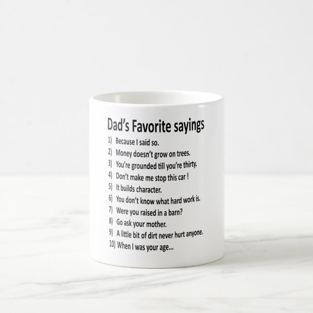 Vaters LieblingsSprichworte Vatertagsgeschenk Kaffeetasse (Mittel)