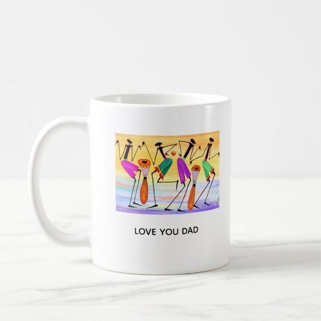 Vaters moderne afrikanische Kunst, die Glück ausdr Kaffeetasse (Links)