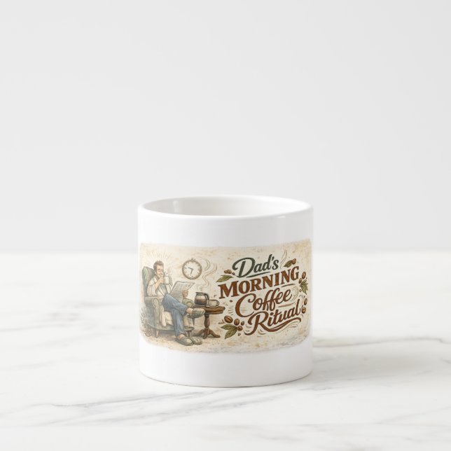 Vaters Morgenkaffeeritual Lustiger Kaffeebecher  Espressotasse (Vorderseite)