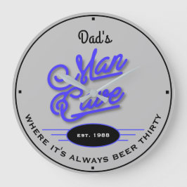 Vaters oder irgendeine Name Man Höhle Retro Blue G Große Wanduhr