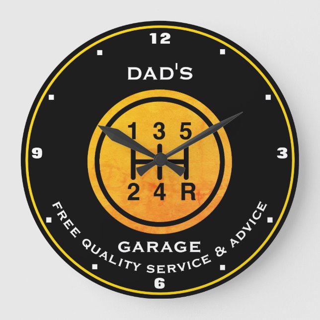 Vaters oder irgendeine Namensgarage, Black Gold Ge Große Wanduhr (Vorderseite)