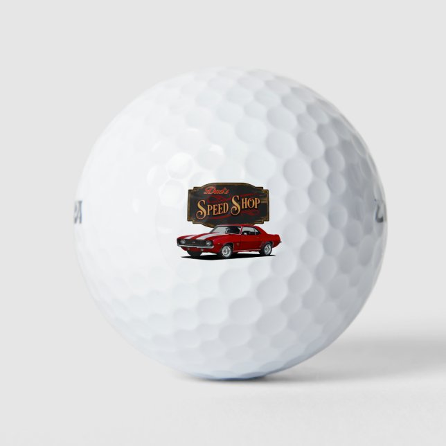Vaters Red Muscle Car Speed Shop Golfball (Vorderseite)