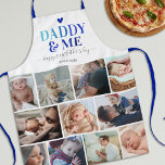 Vaters Tag Daddy & Me FotoCollage Schürze<br><div class="desc">Machen Sie die Schürze Ihres eigenen Vaters mit einer Collage-Vorlage für Fotos aus der Familie,  dem Titel "DADDY & ME",  einer persönlichen Nachricht,  einem blauen Herz und dem Namen der Kinder.</div>