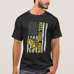 Vaters Tag Reel Cool Papa Fish Amerikanische Flagg T-Shirt