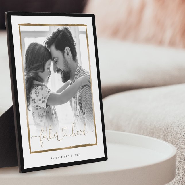 Vaterschaft EST Elegantes Schwarz-Gold-Rahmen-Foto Fotoplatte (Von Creator hochgeladen)