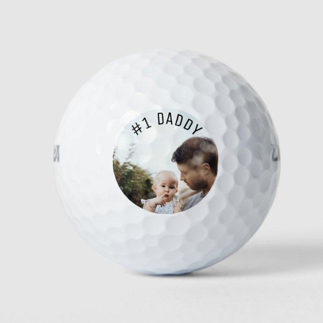 Vatertag #1 Daddy Custom Foto Golfball (Vorderseite)