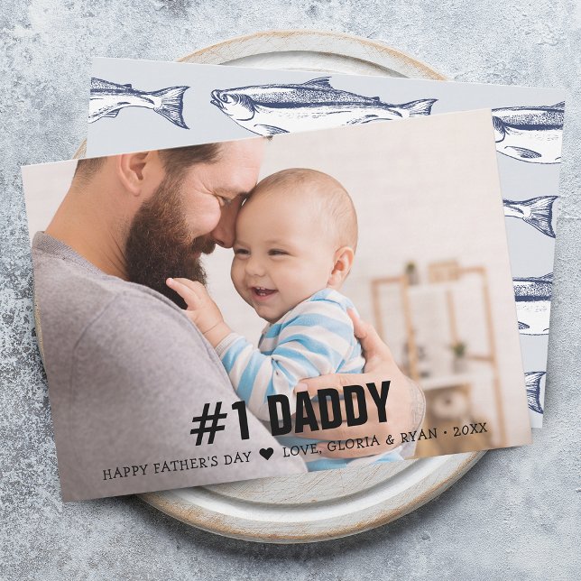 Vatertag #1 Daddy Foto Flat Feiertagskarte (Father's Day #1 Daddy Photo Flat Holiday Card)