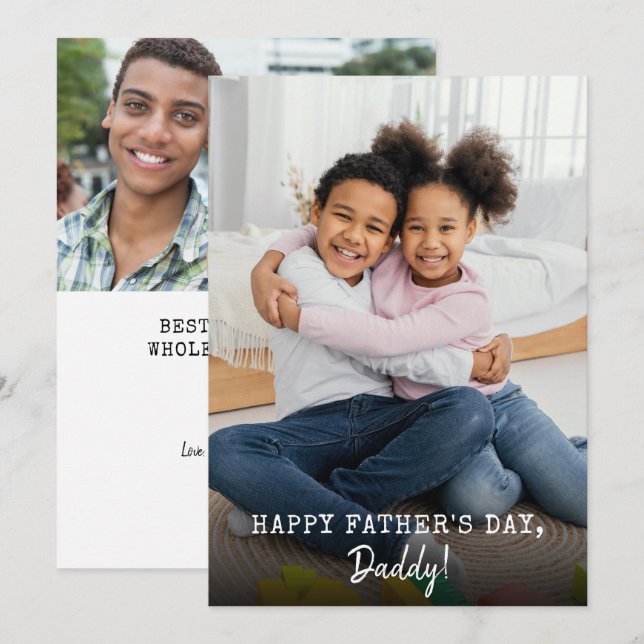 Vatertag 2 Fotos Feiertagskarte (Vorne/Hinten)
