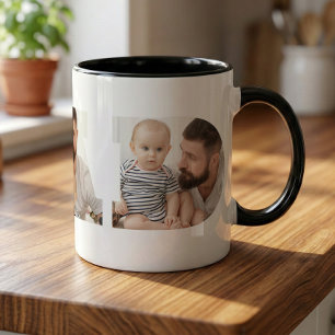 Vatertag 3-Foto-"Papa"-Ausschnitt-Typografie Tasse