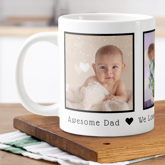 Vatertag 3 Foto Personalisiert Jumbo-Tasse (Father's Day Multi Photo Personalized Giant Coffee Mug)