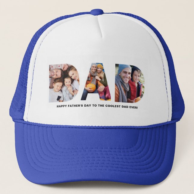 Vatertag 3 Foto Personalisiert Trucker Hat Truckerkappe (Vorderseite)